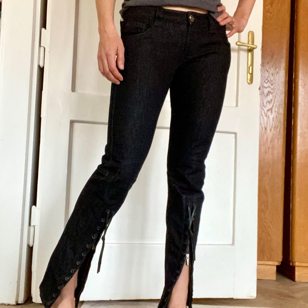 Vintage Jean Paul Gaultier Low Rise Jeans with Zipper & Front Laces